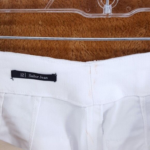 TALBOTS Jeans Womens Size 12 White Tapered Leg High Waisted Sailor Jean - Picture 3 of 9